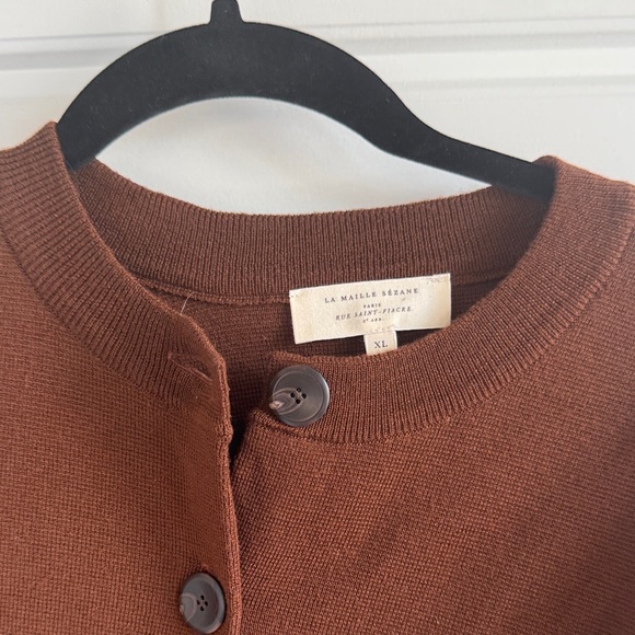 Sezane Brown Button-Up Women's Sweater - Picture 2 of 4